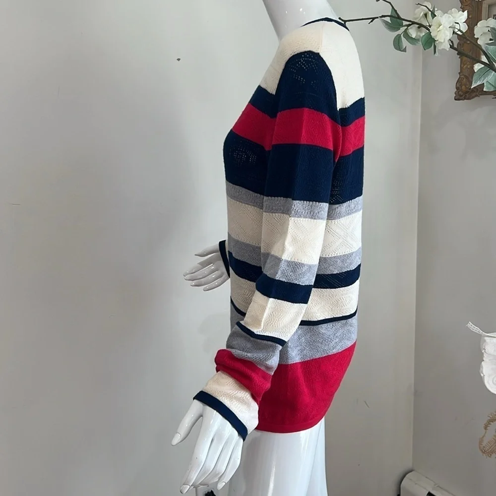 Jason Wu Striped Pointelle-Knit Wool Sweater